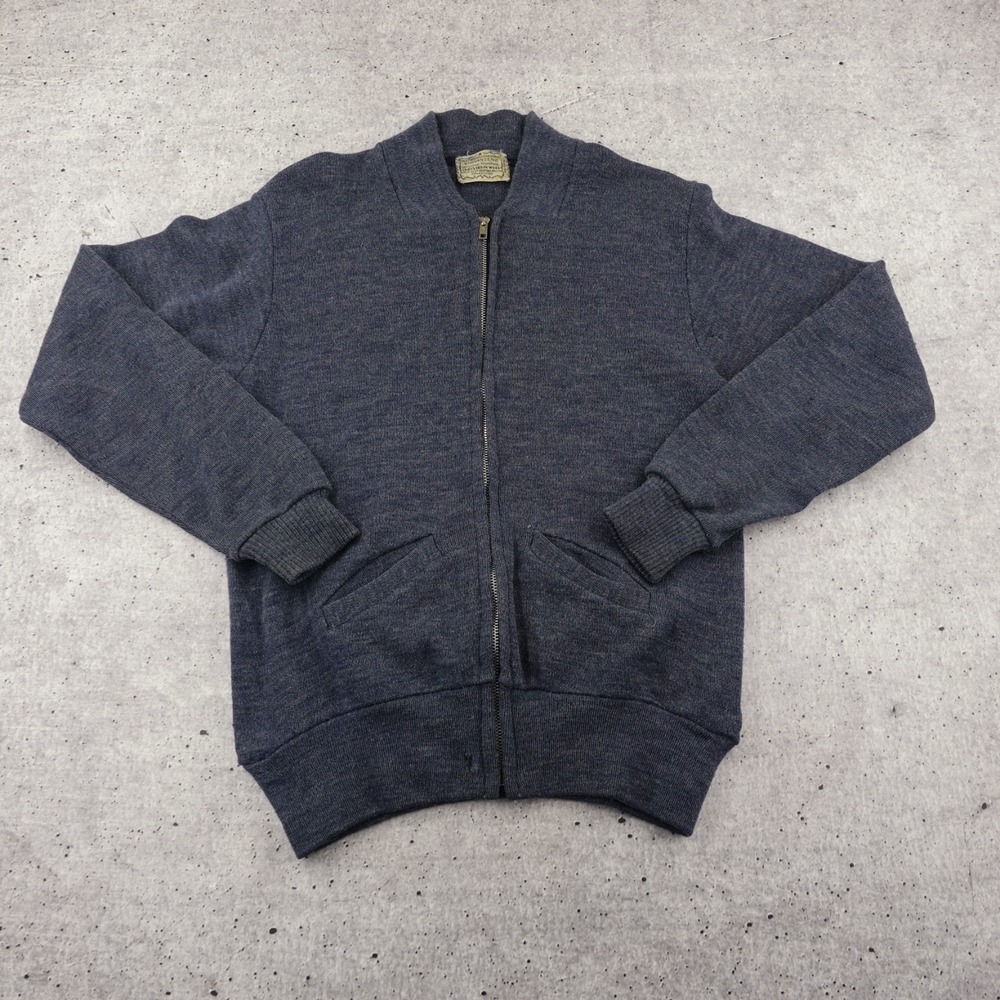 True Vintage 50s/60s US Post Office 100% Virgin Wool Knit Zip Cardigan Rob Scot